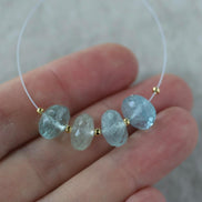 10mm Aquamarine Rondelle Beads Faceted 4 Pcs Natural Gemstone for DIY Jewelry Making Supplies