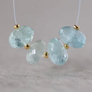 10mm Aquamarine Rondelle Beads Faceted 4 Pcs Natural Gemstone for DIY Jewelry Making Supplies