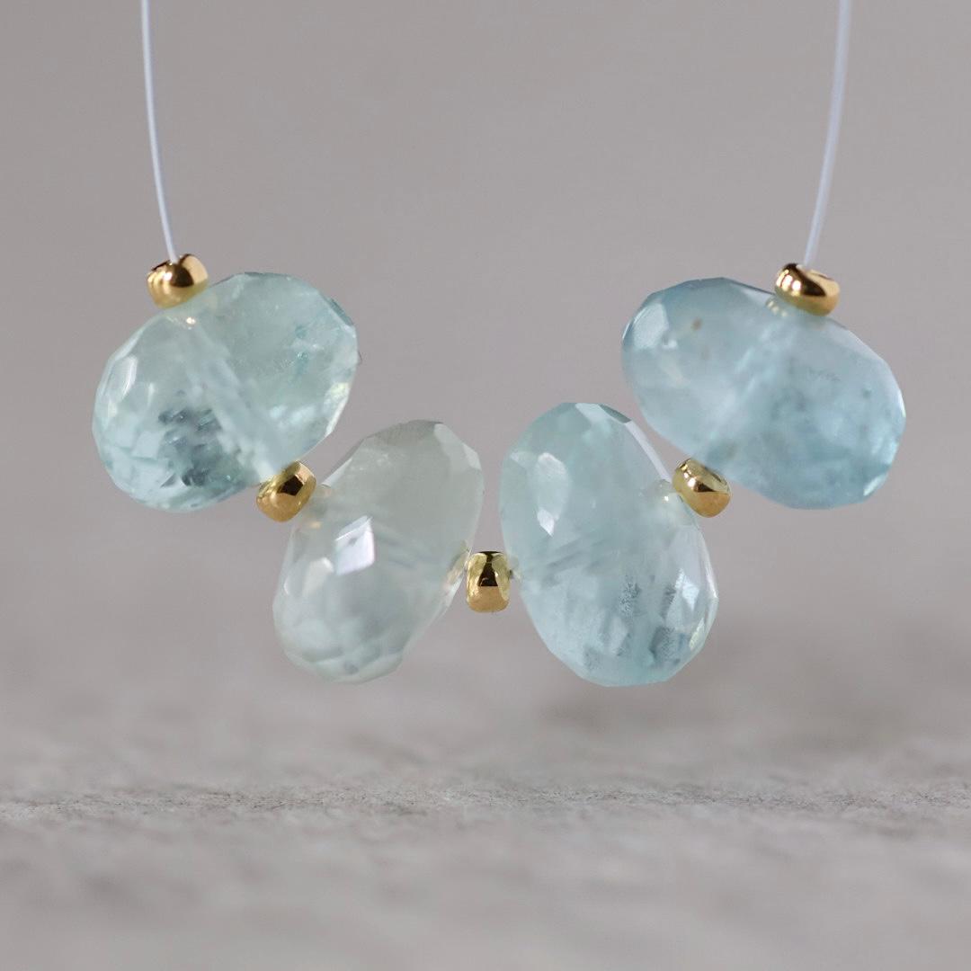 10mm Aquamarine Rondelle Beads Faceted 4 Pcs Natural Gemstone for DIY Jewelry Making Supplies