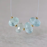 10mm Aquamarine Rondelle Beads Faceted 4 Pcs Natural Gemstone for DIY Jewelry Making Supplies