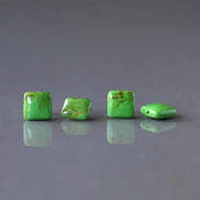 10mm Green Arizona Turquoise Beads Flat Square 2 Pieces Gemstone Beads Jewelry Making Beading Craft Gift Beads December Birthstone