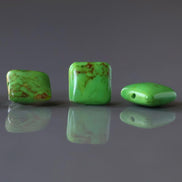 10mm Green Arizona Turquoise Beads Flat Square 2 Pieces Gemstone Beads Jewelry Making Beading Craft Gift Beads December Birthstone