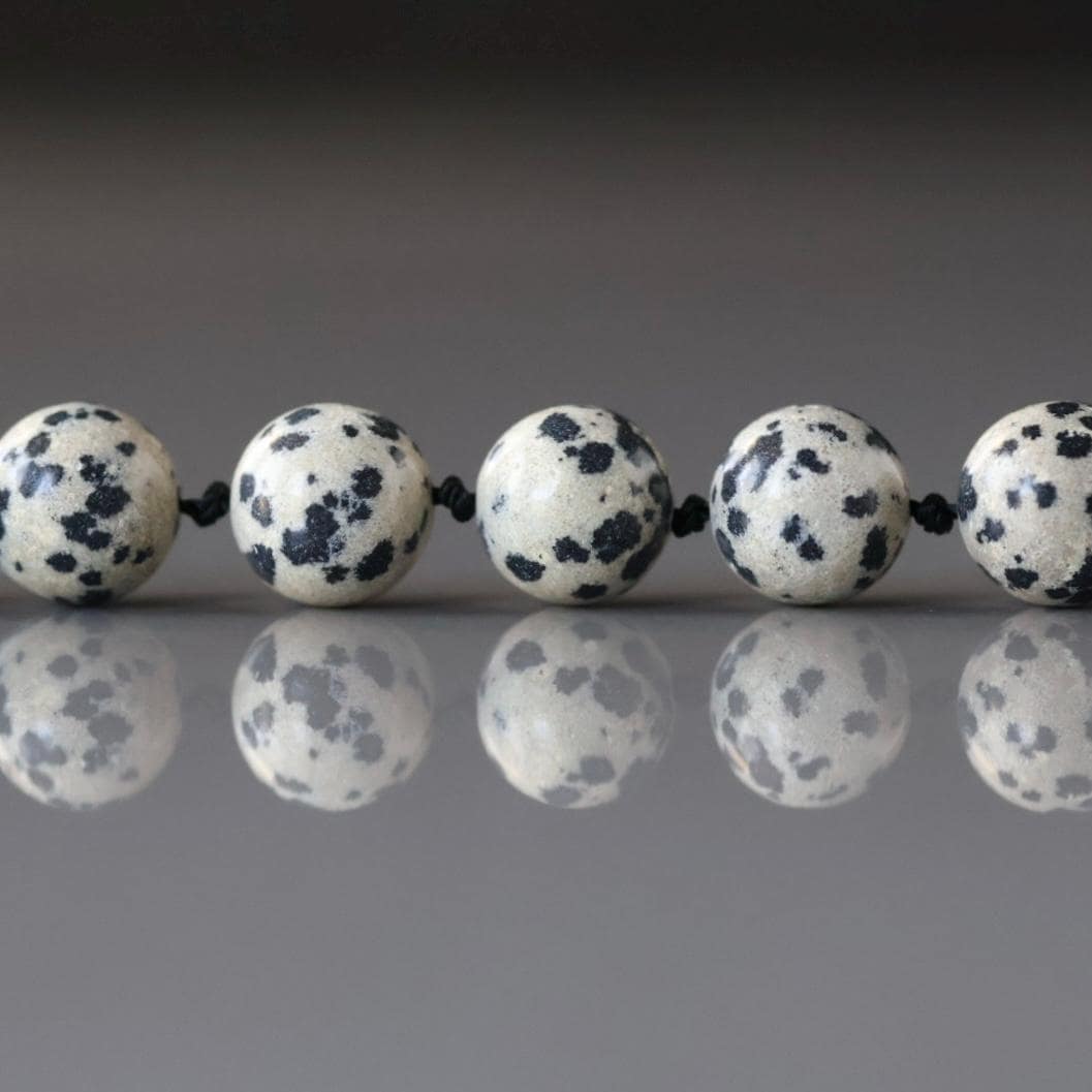 10mm Dalmatian Jasper Beads - Smooth Round Natural Gemstone