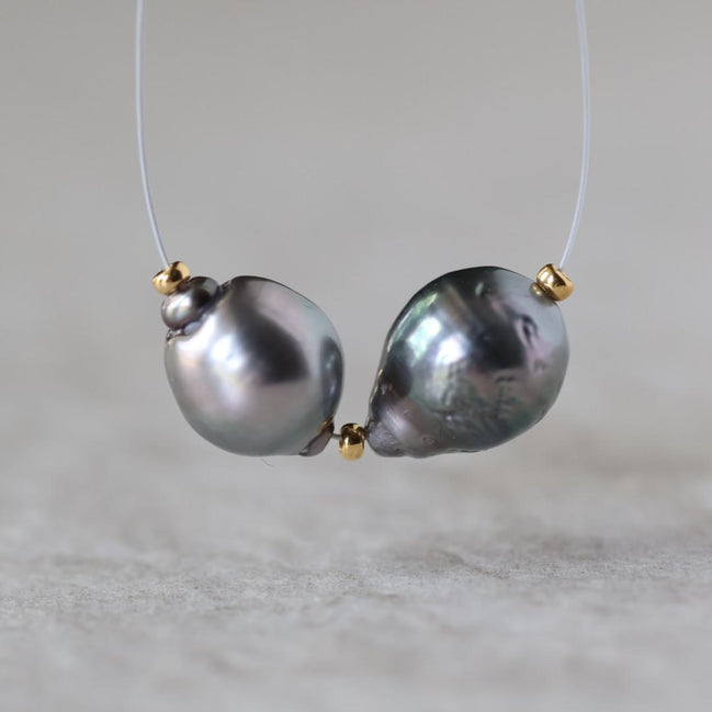 10mm Genuine Gray Tahitian Pearl Beads Baroque Organic 2 PCs DIY Jewelry Making Supplies Earrings