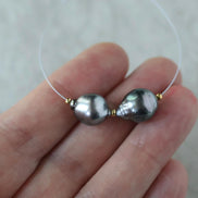10mm Genuine Gray Tahitian Pearl Beads Baroque Organic 2 PCs DIY Jewelry Making Supplies Earrings