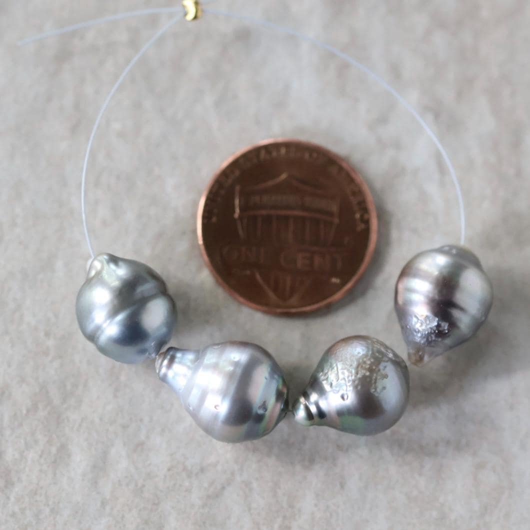 10mm Genuine Silver Gray Tahitian Pearl Beads Baroque Organic 4 PCs DIY Jewelry Making Supplies Earrings