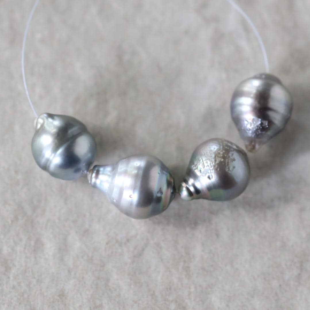 10mm Genuine Silver Gray Tahitian Pearl Beads Baroque Organic 4 PCs DIY Jewelry Making Supplies Earrings