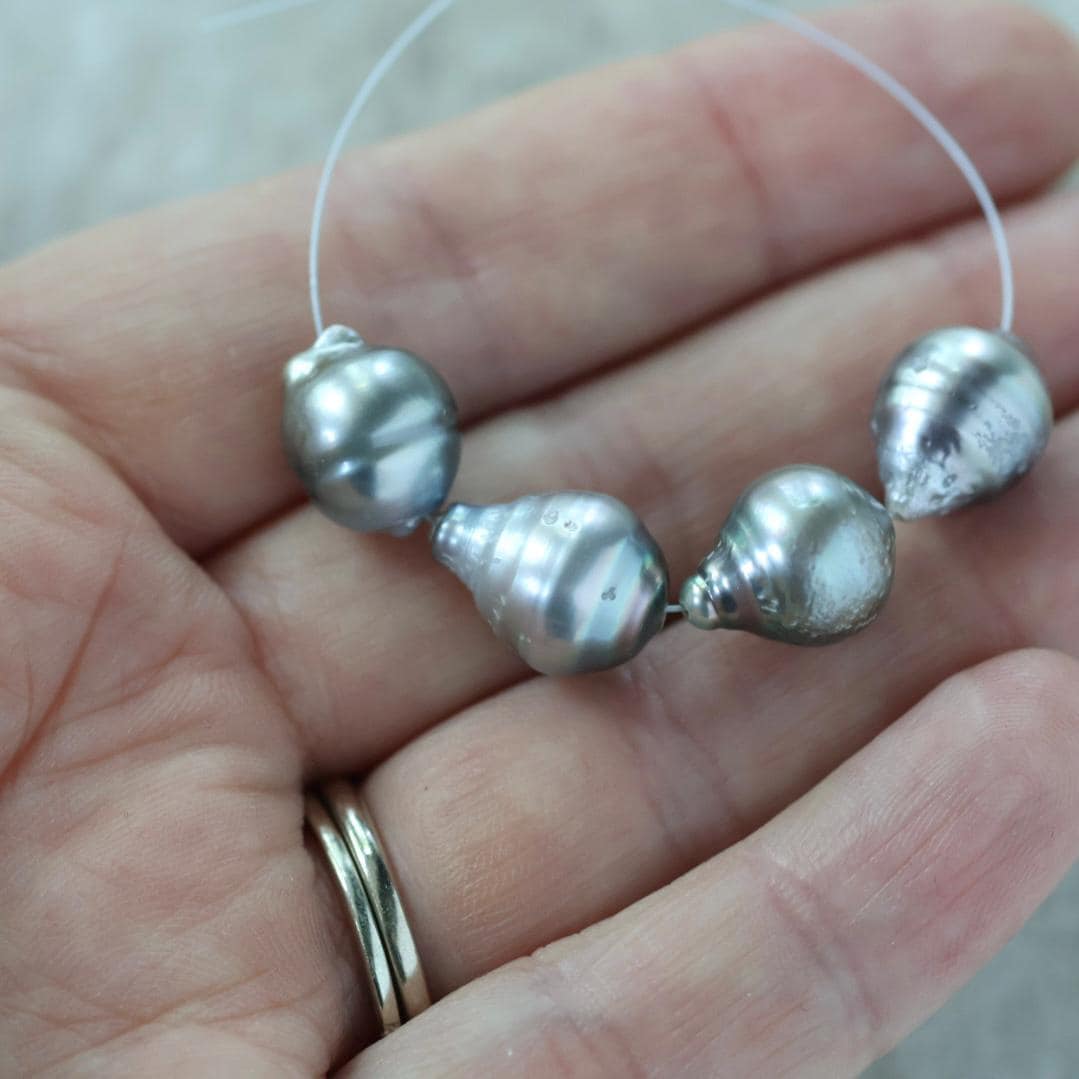 10mm Genuine Silver Gray Tahitian Pearl Beads Baroque Organic 4 PCs DIY Jewelry Making Supplies Earrings