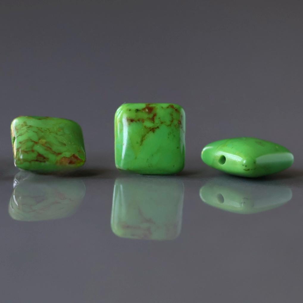 10mm Arizona Turquoise Beads - Square Flat Natural Gemstone