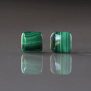 10mm Malachite Beads Flat Square Smooth 2pcs Vivid Green Malachite Gemstone Cushion Beads Jewelry Making DIY Earrings Beading Supply