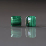 10mm Malachite Beads - Smooth Square Natural Gemstone 2 Pcs