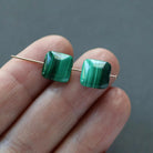 10mm Malachite Beads - Smooth Square Natural Gemstone 2 Pcs