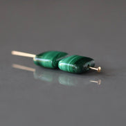 10mm Malachite Beads - Smooth Square Natural Gemstone 2 Pcs