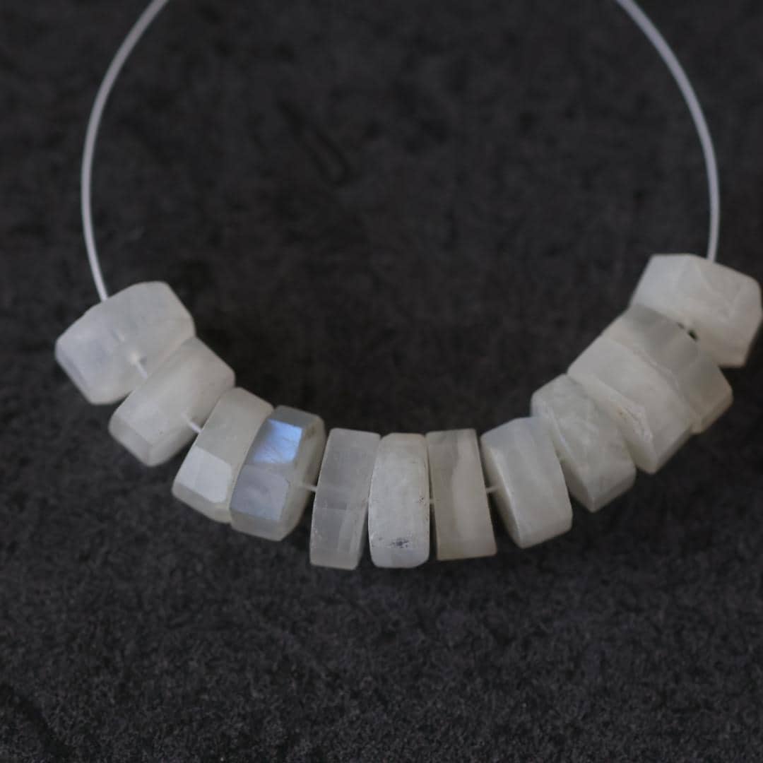 10mm Natural Rainbow Moonstone Beads Cylinder Washers Tyre Gemstones for DIY Jewelry Making