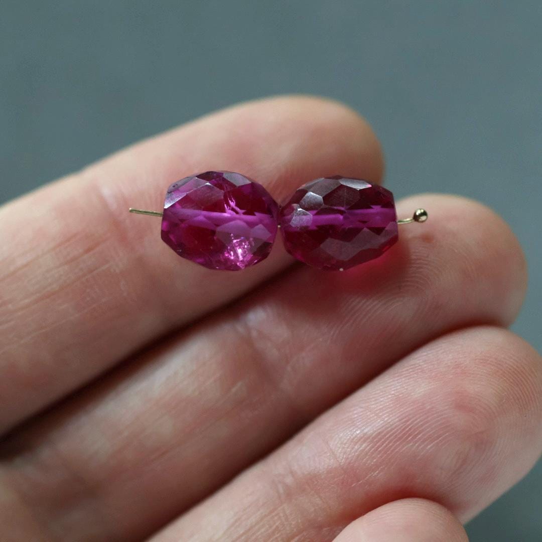 10mm Pink Padparadscha Sapphire Oval Beads Faceted 2 PCs Gemstone Beads go DIY Jewelry Making Earrings Necklace Gift September Birthstone