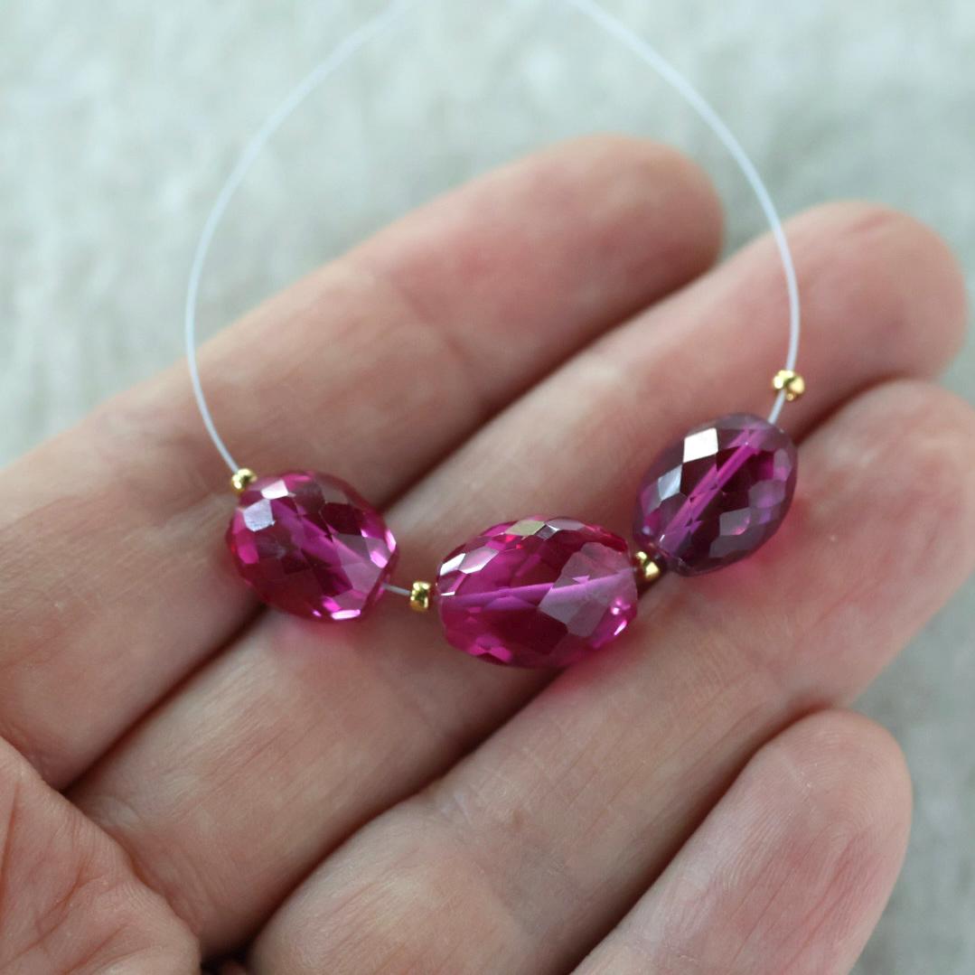 10mm Pink Padparadscha Sapphire Oval Beads Faceted 2 PCs Gemstone Beads go DIY Jewelry Making Earrings Necklace Gift September Birthstone