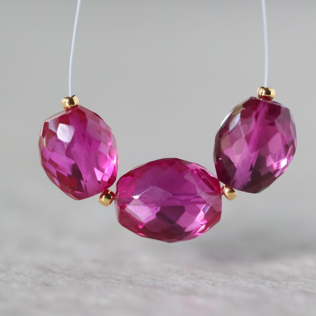 10mm Pink Padparadscha Sapphire Oval Beads Faceted 2 PCs Gemstone Beads go DIY Jewelry Making Earrings Necklace Gift September Birthstone