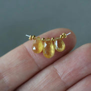 Natural Yellow Sapphire Beads Briolettes Pair Shape 3 Pcs 5-10mm Faceted Drops Sapphire Genuine Gemstone DIY Jewelry Earrings Pendant