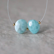 10x12mm Dominican Larimar Flat Oval Beads Smooth Flat Nuggets 2 Piece Gemstone Beads DIY Jewelry Making