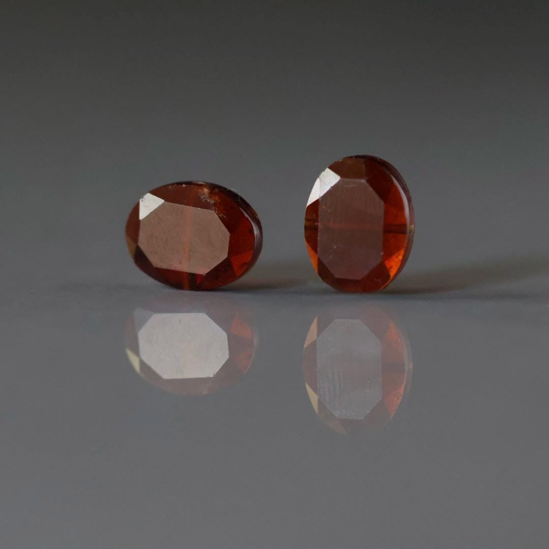 Hessonite Garnet Oval Beads Faceted 10x13mm 2 Pcs Natural Gemstone DIY Jewelry Making Earrings Necklace January Birthstone