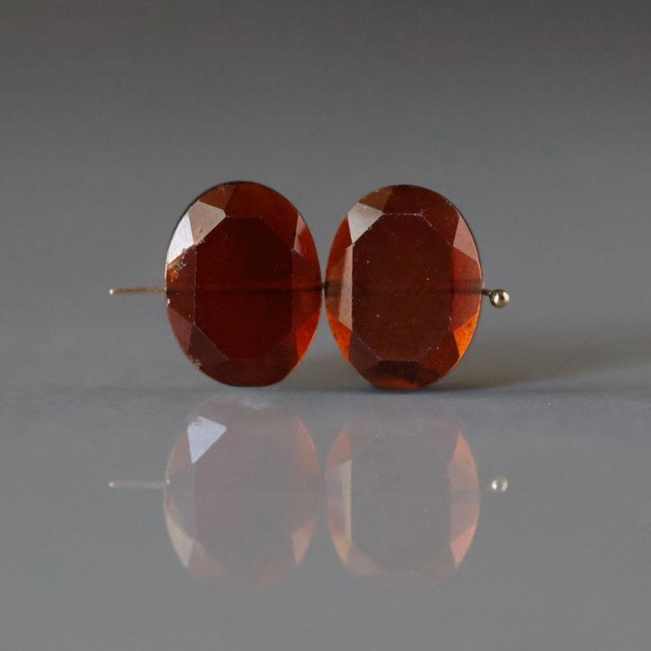 Hessonite Garnet Oval Beads Faceted 10x13mm 2 Pcs Natural Gemstone DIY Jewelry Making Earrings Necklace January Birthstone