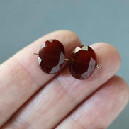 Hessonite Garnet Oval Beads Faceted 10x13mm 2 Pcs Natural Gemstone DIY Jewelry Making Earrings Necklace January Birthstone