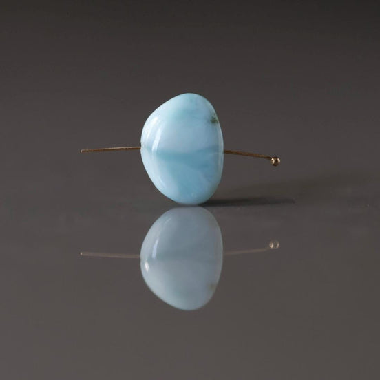 10x14mm Dominican Larimar Flat Oval Bead Smooth Nugget 1 Piece Gemstone Beads DIY Jewelry Making