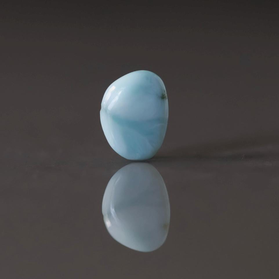 10x14mm Dominican Larimar Flat Oval Bead Smooth Nugget 1 Piece Gemstone Beads DIY Jewelry Making