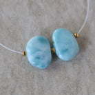 10x14mm Dominican Larimar Flat Oval Beads Smooth Flat Nuggets 2 Piece Gemstone Beads DIY Jewelry Making