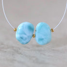10x14mm Dominican Larimar Flat Oval Beads Smooth Flat Nuggets 2 Piece Gemstone Beads DIY Jewelry Making