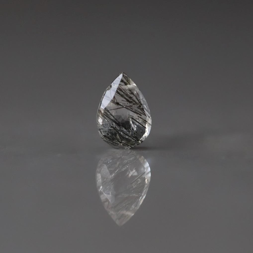 10x7mm Rutilated Quartz Briolette Bead - Faceted Tear Drop Natural Gemstone 1 Pc