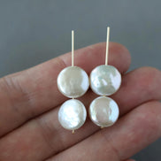 11-12mm Baroque Freshwater Pearl Coin Beads - 4 Pcs