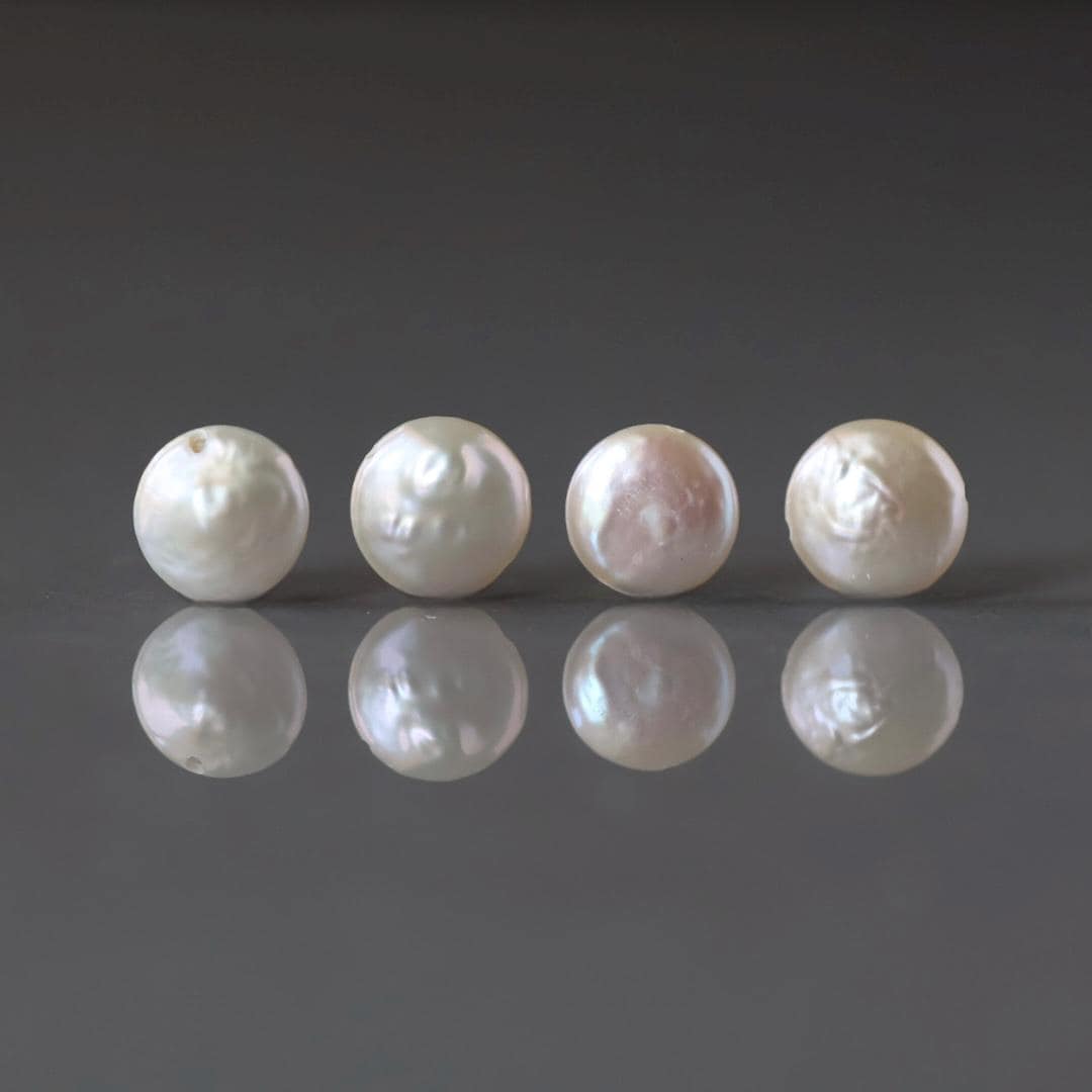 11-12mm Baroque Freshwater Pearl Coin Beads - 4 Pcs
