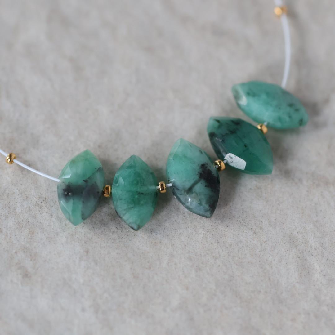 Natural Emerald Marquise Beads Faceted 11mm Briolette Stone Gemstone Bead for DIY Jewelry Making Gift Beads May Birthstone
