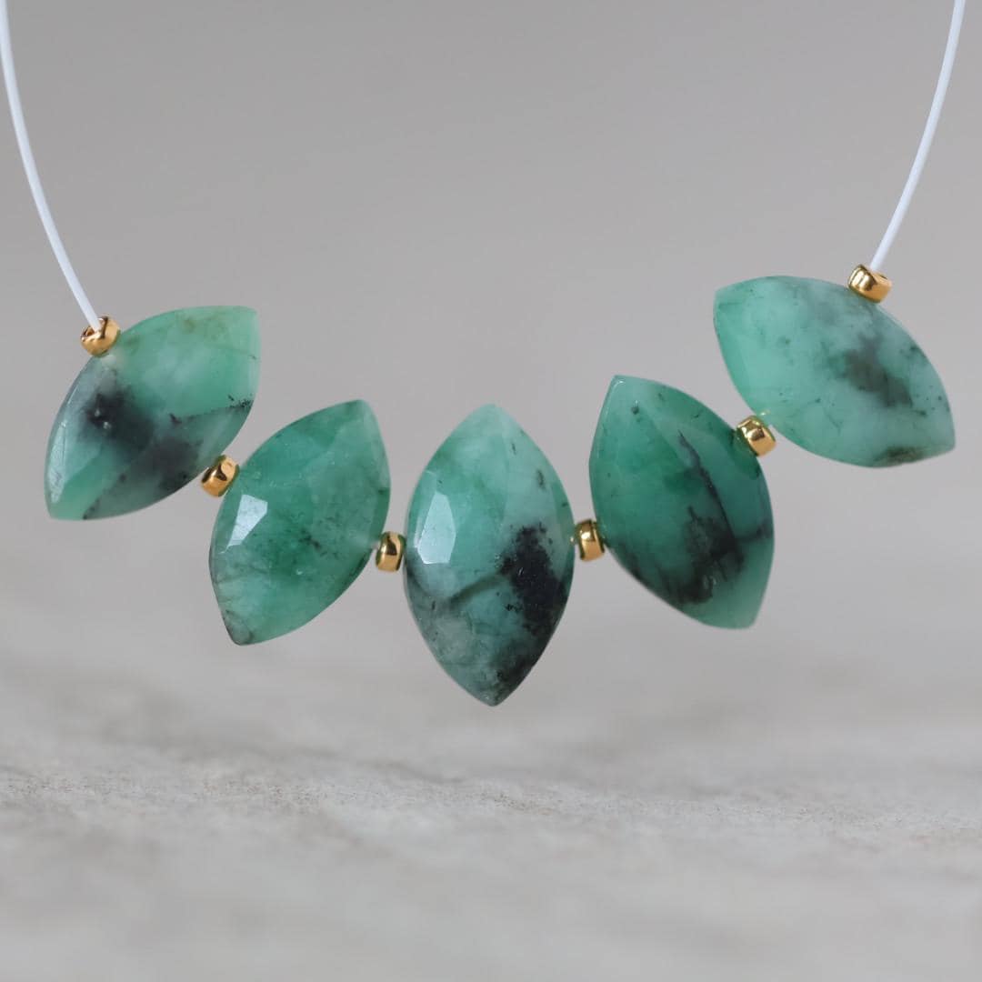 Natural Emerald Marquise Beads Faceted 11mm Briolette Stone Gemstone Bead for DIY Jewelry Making Gift Beads May Birthstone
