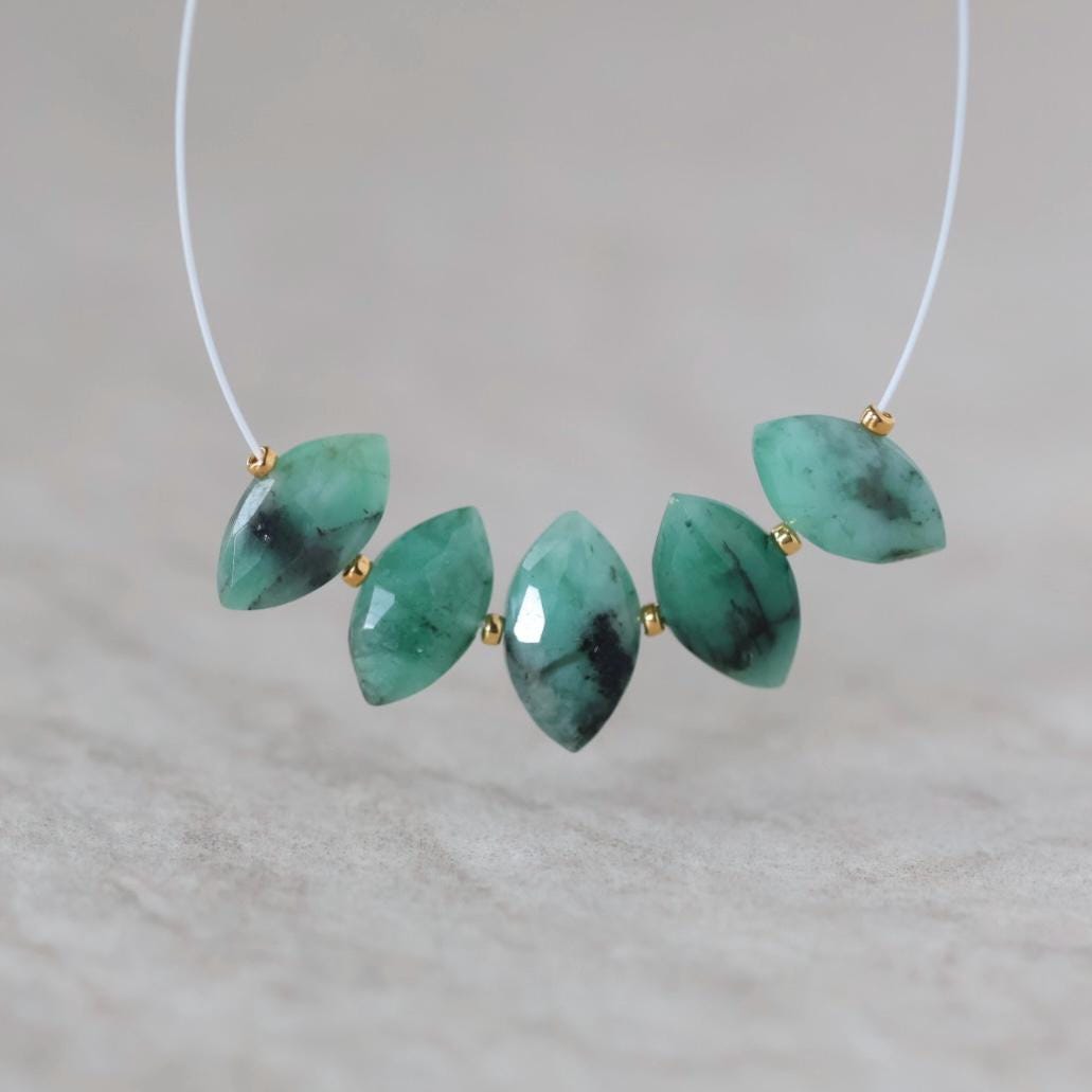 Natural Emerald Marquise Beads Faceted 11mm Briolette Stone Gemstone Bead for DIY Jewelry Making Gift Beads May Birthstone