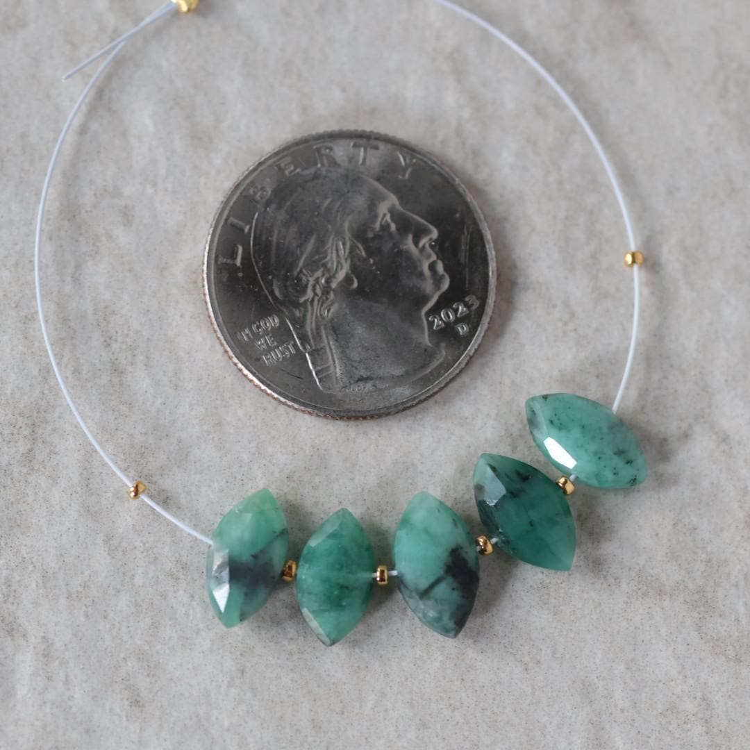 Natural Emerald Marquise Beads Faceted 11mm Briolette Stone Gemstone Bead for DIY Jewelry Making Gift Beads May Birthstone