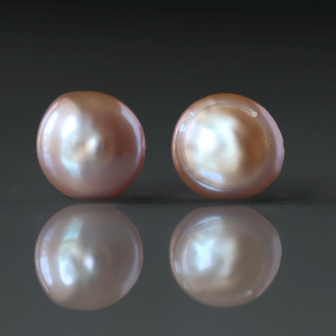 Rare Metallic Baroque Freshwater Pearl Coin Beads 11mm 13mm Pink Purple Pearls 2 PCs Beading Crafter Gift June Birthstone DIY Jewelry