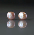 11mm 13mm Baroque Pink Freshwater Pearl Beads - Coin Natural Gemstone 2 Pcs