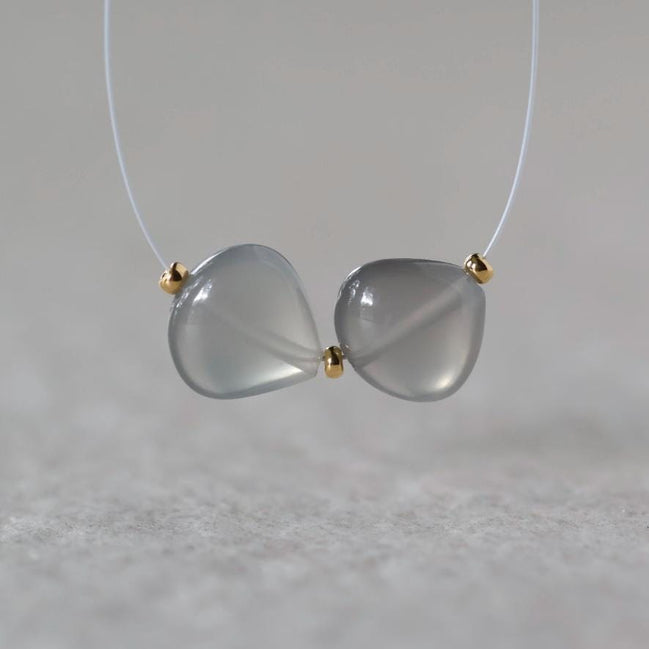 11mm AAA Gray Moonstone Heart Beads Smooth 2 Pcs Natural Gemstone for DIY Jewelry Making Necklace Earrings Supplies