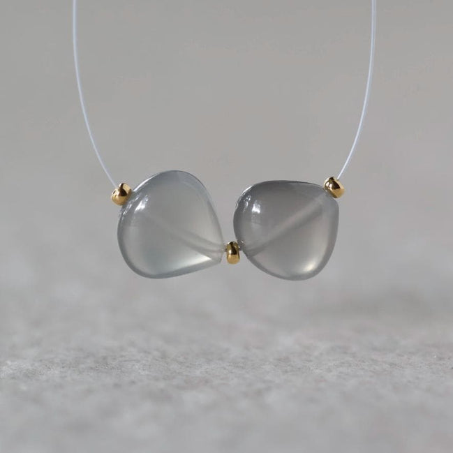 11mm AAA Gray Moonstone Heart Beads Smooth 2 Pcs Natural Gemstone for DIY Jewelry Making Necklace Earrings Supplies