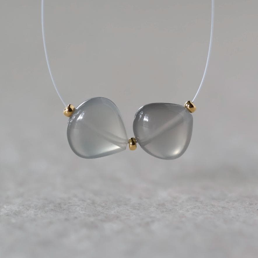 11mm AAA Gray Moonstone Heart Beads Smooth 2 Pcs Natural Gemstone for DIY Jewelry Making Necklace Earrings Supplies