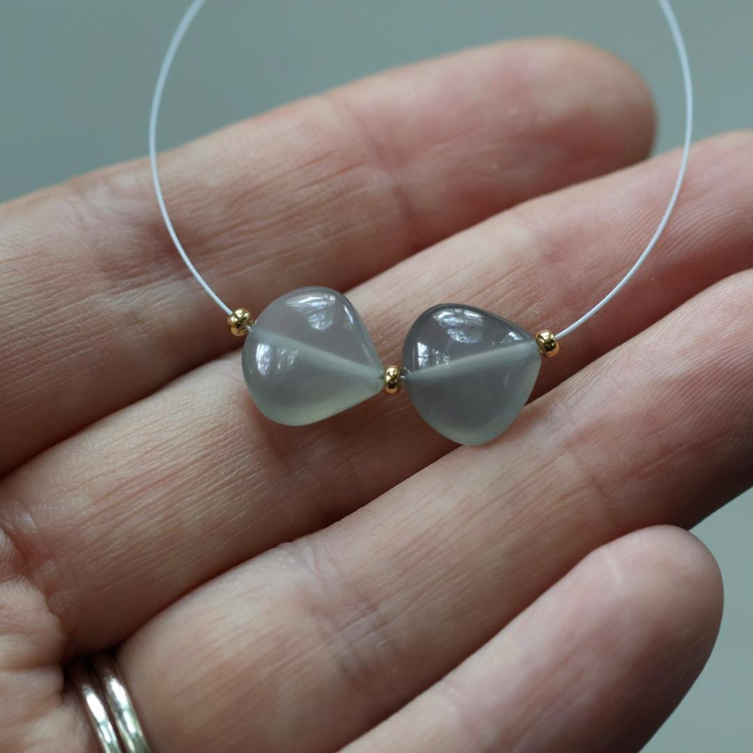 11mm AAA Gray Moonstone Heart Beads Smooth 2 Pcs Natural Gemstone for DIY Jewelry Making Necklace Earrings Supplies