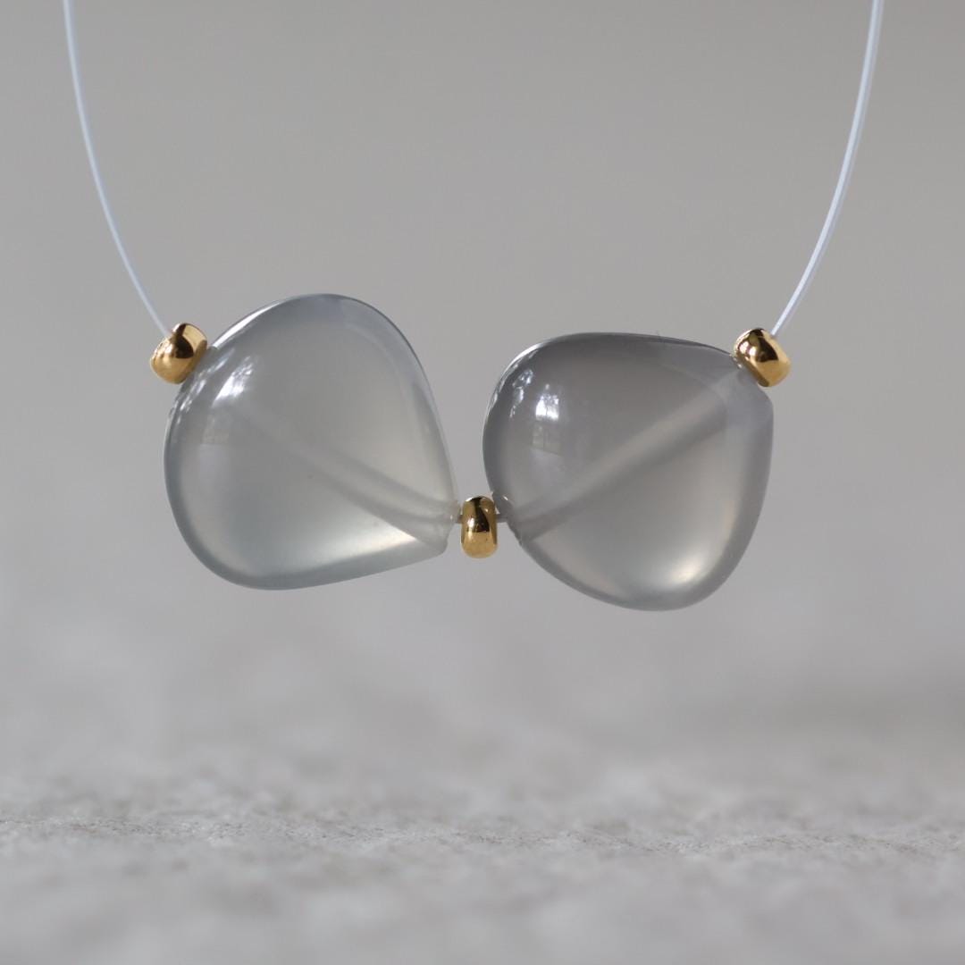 11mm AAA Gray Moonstone Heart Beads Smooth 2 Pcs Natural Gemstone for DIY Jewelry Making Necklace Earrings Supplies