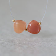 11mm AAA Peach Moonstone Heart Beads Smooth 2 Pcs Natural Gemstone for DIY Jewelry Making Necklace Earrings Supplies