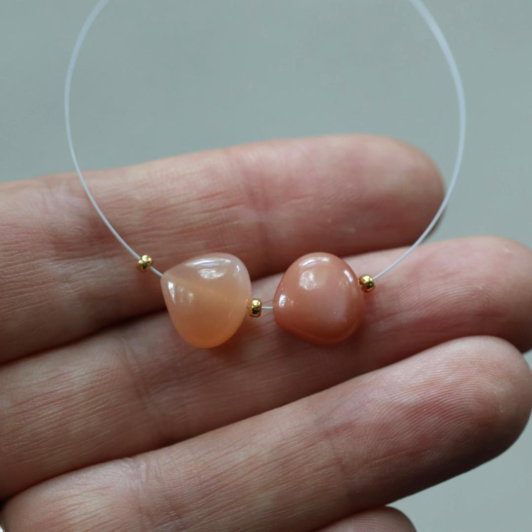 11mm AAA Peach Moonstone Heart Beads Smooth 2 Pcs Natural Gemstone for DIY Jewelry Making Necklace Earrings Supplies