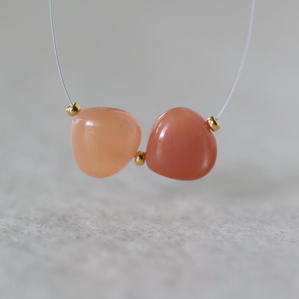 11mm AAA Peach Moonstone Heart Beads Smooth 2 Pcs Natural Gemstone for DIY Jewelry Making Necklace Earrings Supplies
