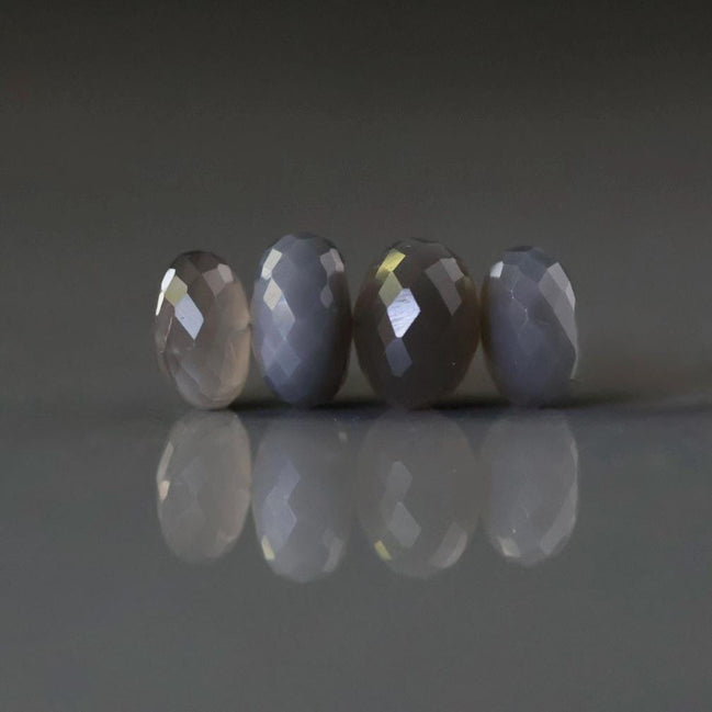 11mm AAA Dark Gray Moonstone Beads Rondelle Faceted 4 Pcs Gemstone Beads for Silk Knotting Jewelry Making DIY Necklace Earrings
