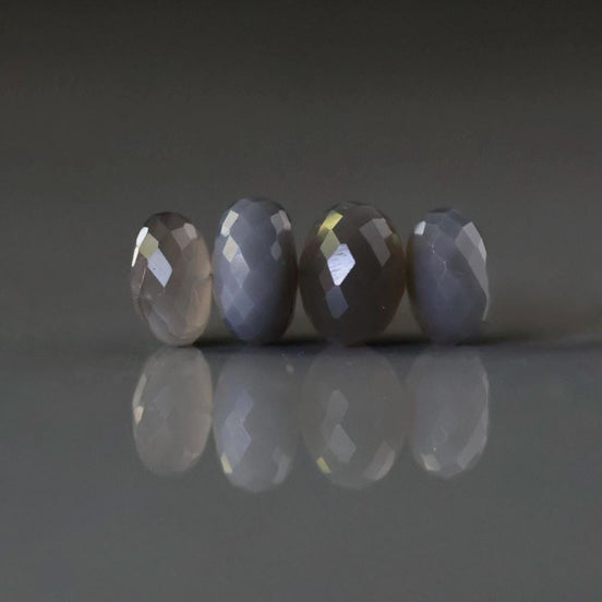 11mm AAA Dark Gray Moonstone Beads Rondelle Faceted 4 Pcs Gemstone Beads for Silk Knotting Jewelry Making DIY Necklace Earrings