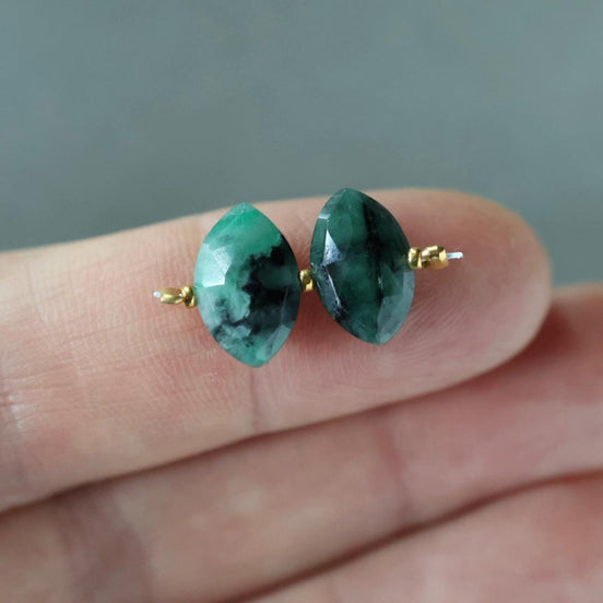 Natural Emerald Marquise Beads Faceted 11mm Briolette Stone Gemstone Bead for DIY Jewelry Making Gift Beads May Birthstone